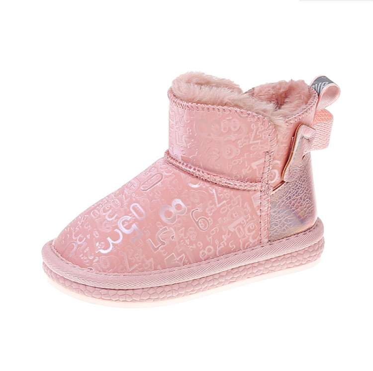 2021 boys and girls short boots, big kids plus velvet warm non-slip sports boots