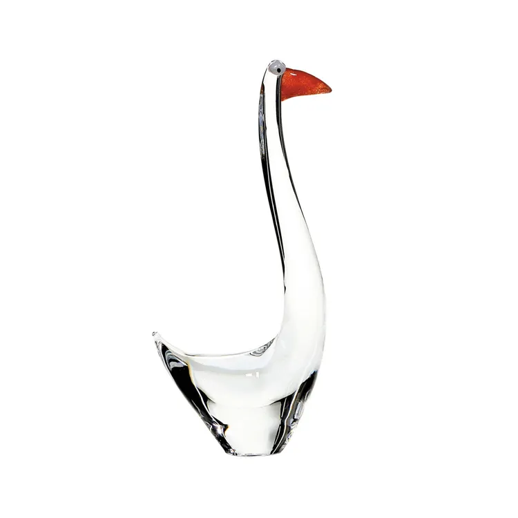 High Quality Made In Italy Customized Swan Decorative Transparent Glass Lead Free Crystal Animal Statues For Decor