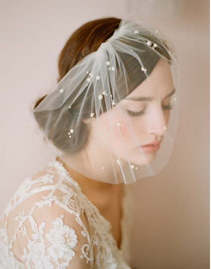 Pearls Bridal Flower Birdcage Veil Face Soft Tulle Hair Accessories Veils Mini Wedding Bride Hat