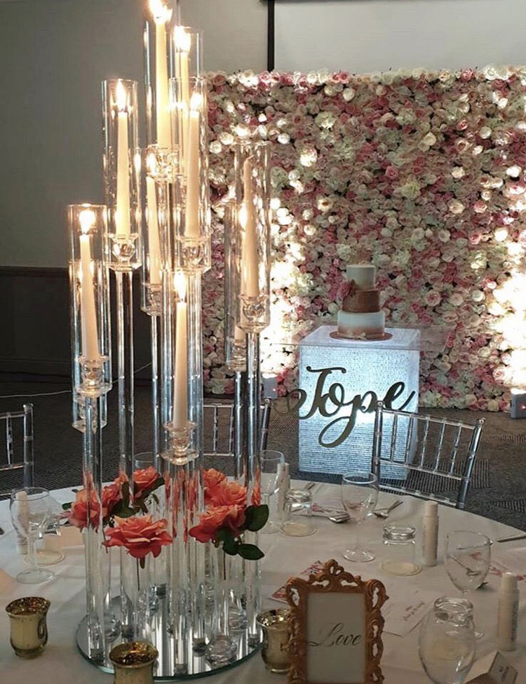 Оптовая продажа, хрустальные подсвечники в форме цилиндра, 10 arm candelabra, высота 100 см
