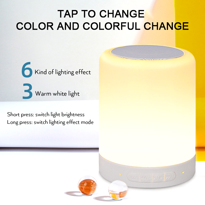 New Portable Smart Wireless Bt Speaker Mini Player Touch Pat Light Colorful Led Night Light Bedside Table Lamp For Better Sleeps