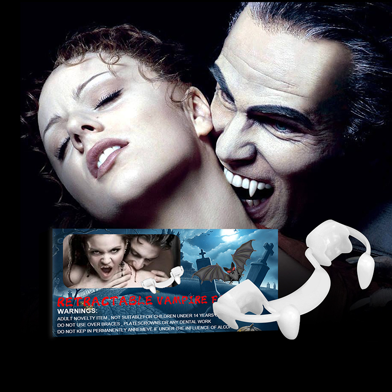 Wholesale Retractable Halloween Party decorations teeth cosplay horror Vampire Fangs Tooth props for decor