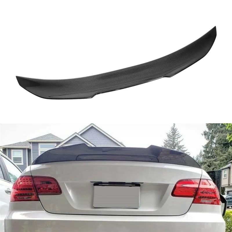 PSM Style High Kick Rear Carbon Fiber Spoiler Trunk Lid Spoiler Wing Glossy Black Fit for BMW 3 Series E92 2-Door M3 E92 Coupe