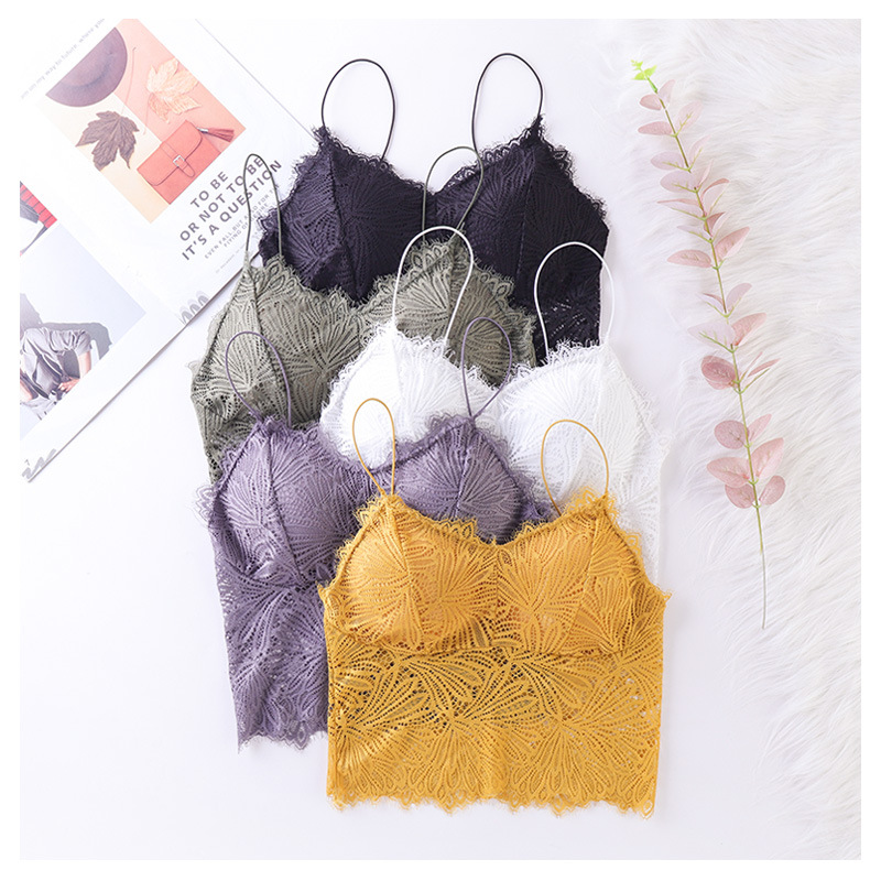 Push Up Wireless Lace Bra Top Sexy Bralette Plus Size Fitness Underwear Flower Pattern Lingerie Full Cup