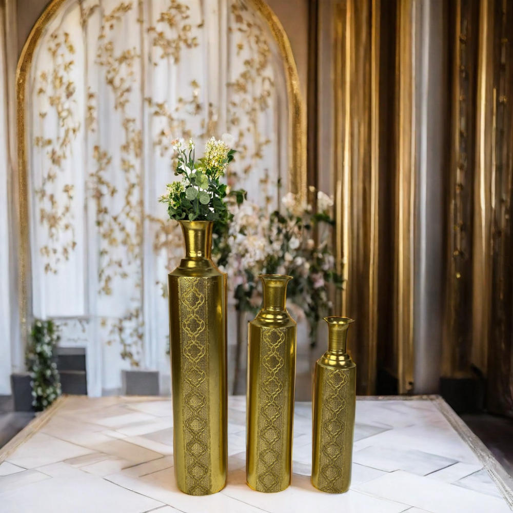 Lander Decor Large Floor Vase Gold Decorative Metal Vases Table Centerpieces For Wedding