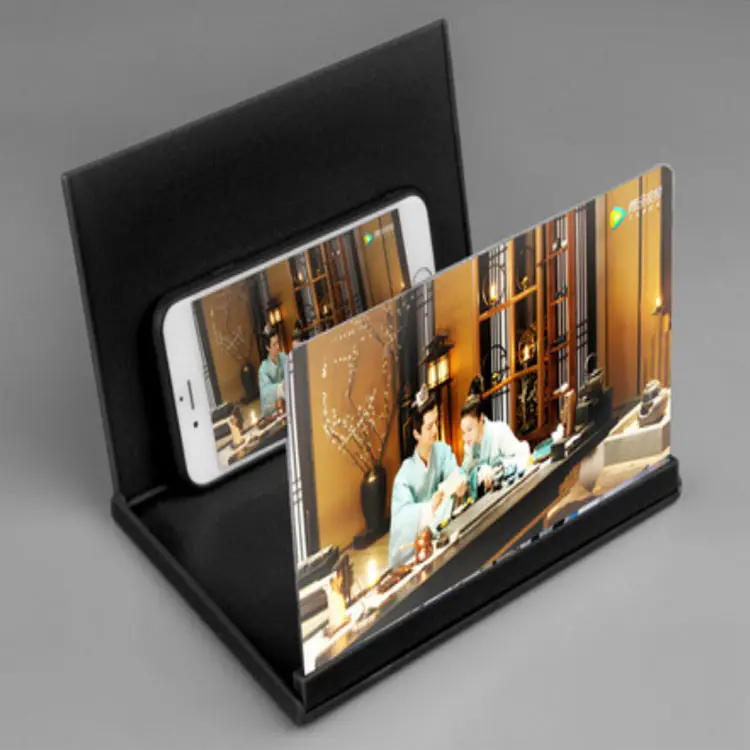 8 Inch Stereoscopic Amplifying Desktop Wood Bracket 3D Mobile Phone Screen Magnifier