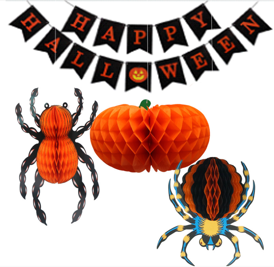 Paper Halloween Honeycomb for birthday baby jungle party decoration set Table Drop Pendant Ornament Decor