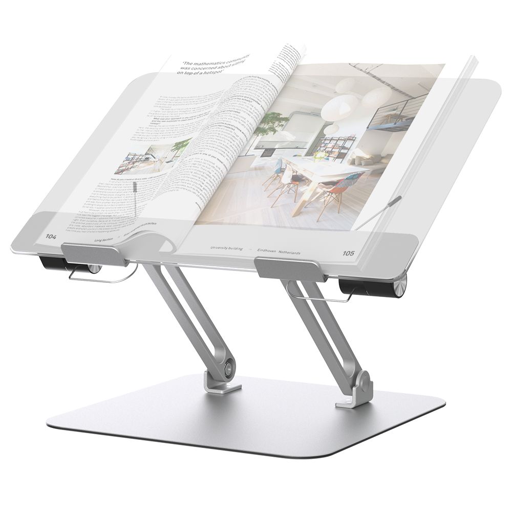 Hot Sale Transparent Acrylic Bookends Aluminum Book Display Stand With Free Regulation Reading Stand Holder