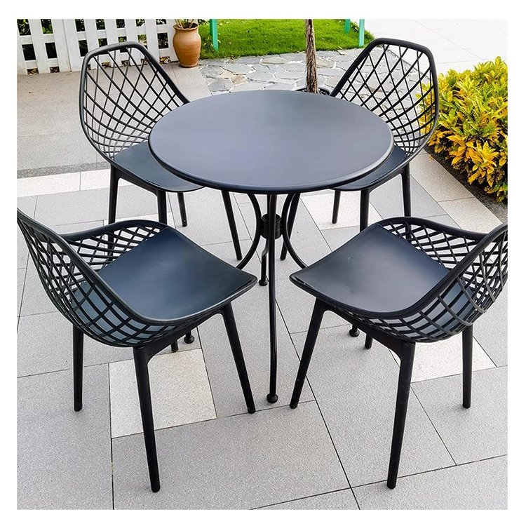 hot sale outdoor plastic cafe furniture PP patio modern garden dining chair and table set plastic restaurant dinning set