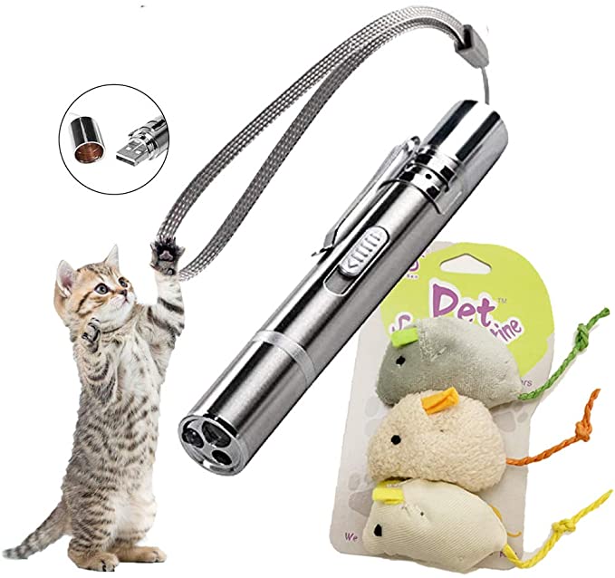 7 In 1 Cat Toys Pet Led Laser Pen Usb Rechargeable Cat Dog Laser Light Toy