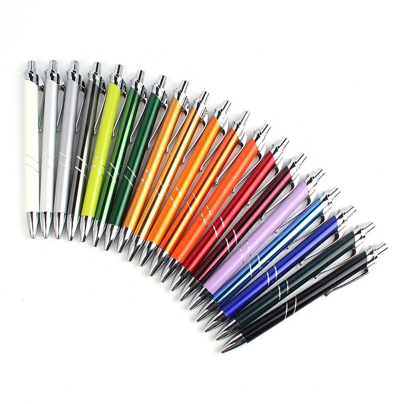 Wholesale pushing ball-point pen aluminum beating metal-pen custom logo advertising giftpen