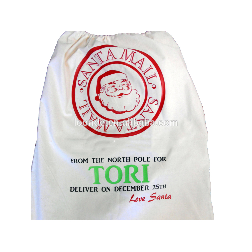 Personalized Santa Sack for Christmas Presents Cotton Stocking