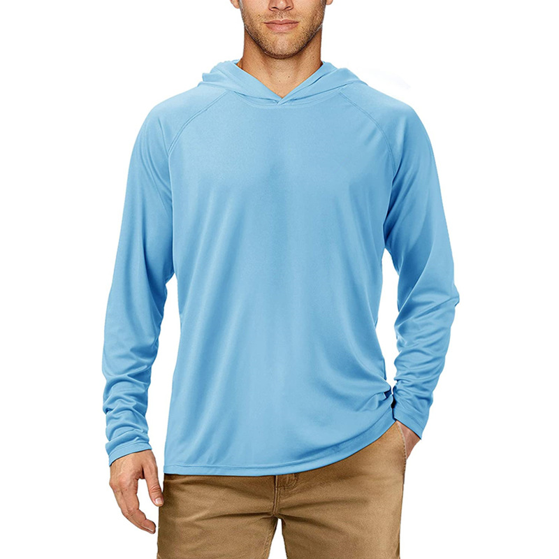 Long Sleeve Sun Protection Lightweight Outdoor Hiking hooded fishing t Shirt custom 100 blank polyester UPF50 Fishing hoodie