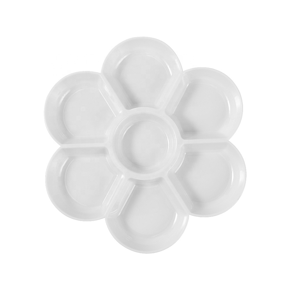 17cm Round Flower Shape Artist Paint PaletteTray Watercolor Plastic PP Paint Palette