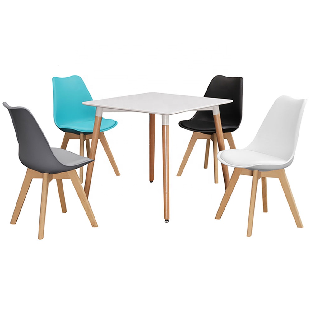Modern plastic dining chairs and table set
