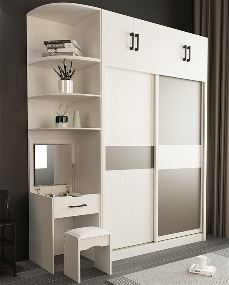 Custom Wardrobe with dresser and locker plus top cabinet Multifunctional Sliding Door Wardrobe Home Bedroom Furniture