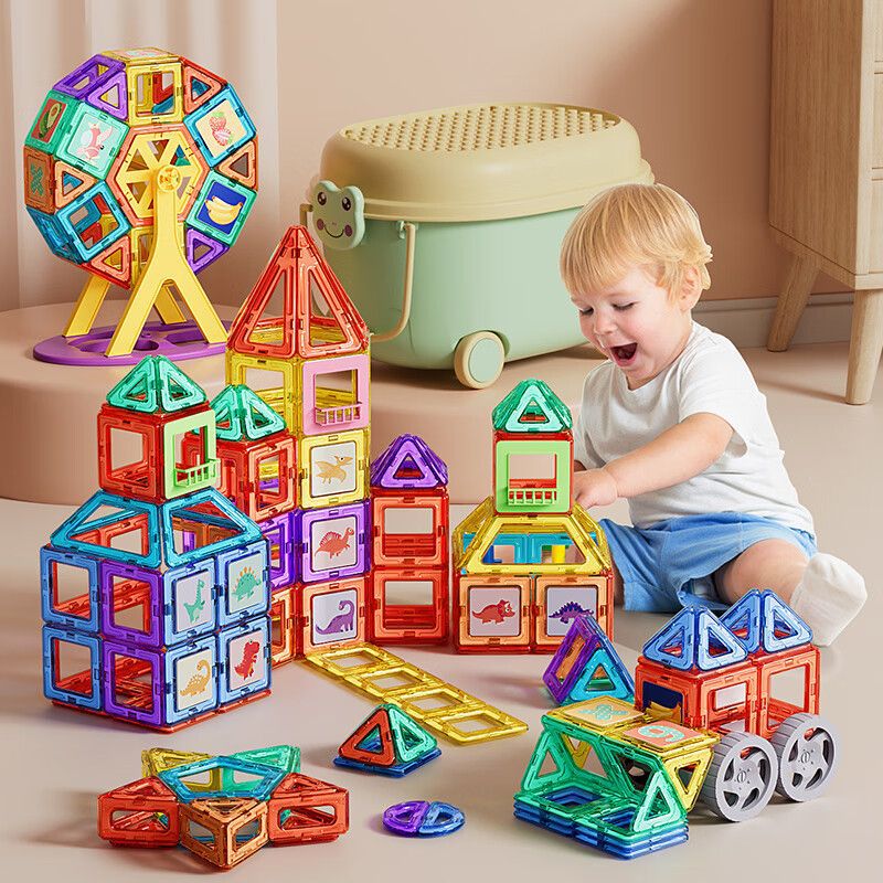 Hot Sales Stacking Education Kids Toy 3d Construction Magnet Fidget Toys Set Magnetic Building Blocks Tiles For Kids