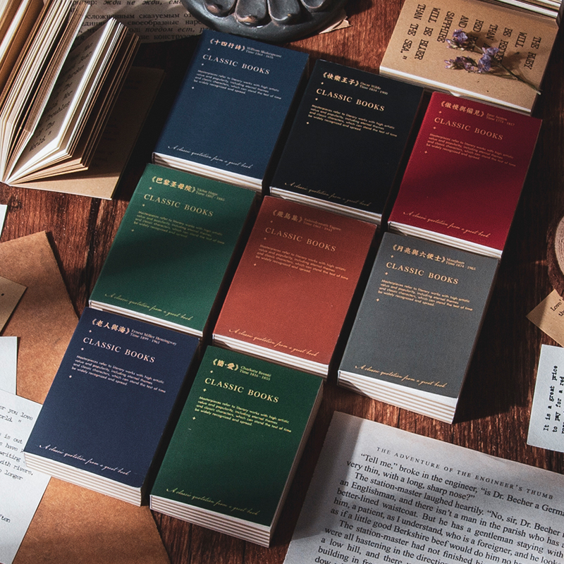 100Pcs/книга 8 видов конструкций в винтажном стиле, в стиле ретро известных писателей и небольших книг серия креативная ручной учетной записи деко DIY Материал jiumo