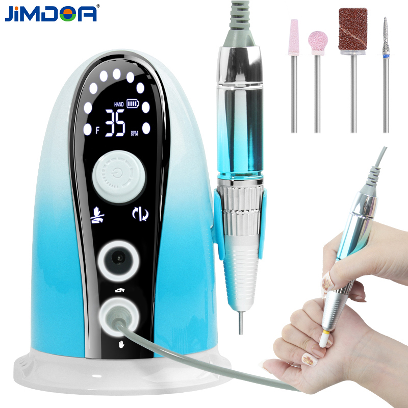 Jimdoa 35000rpm Cordless Portable Electric Nail Drill Machine Rechargeable E File Nail Drill Manicure Pedicure Set