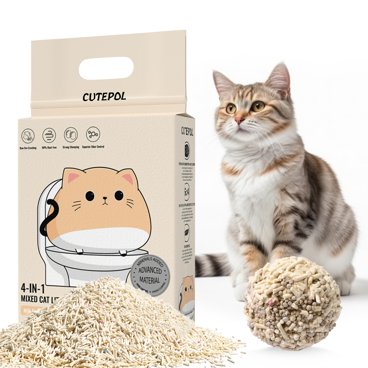 Natural Plant Cat Litter Tofu Good Clumping Self-Cleaning Cat Litter Wholesale Tofu Cat Litter With Low Price