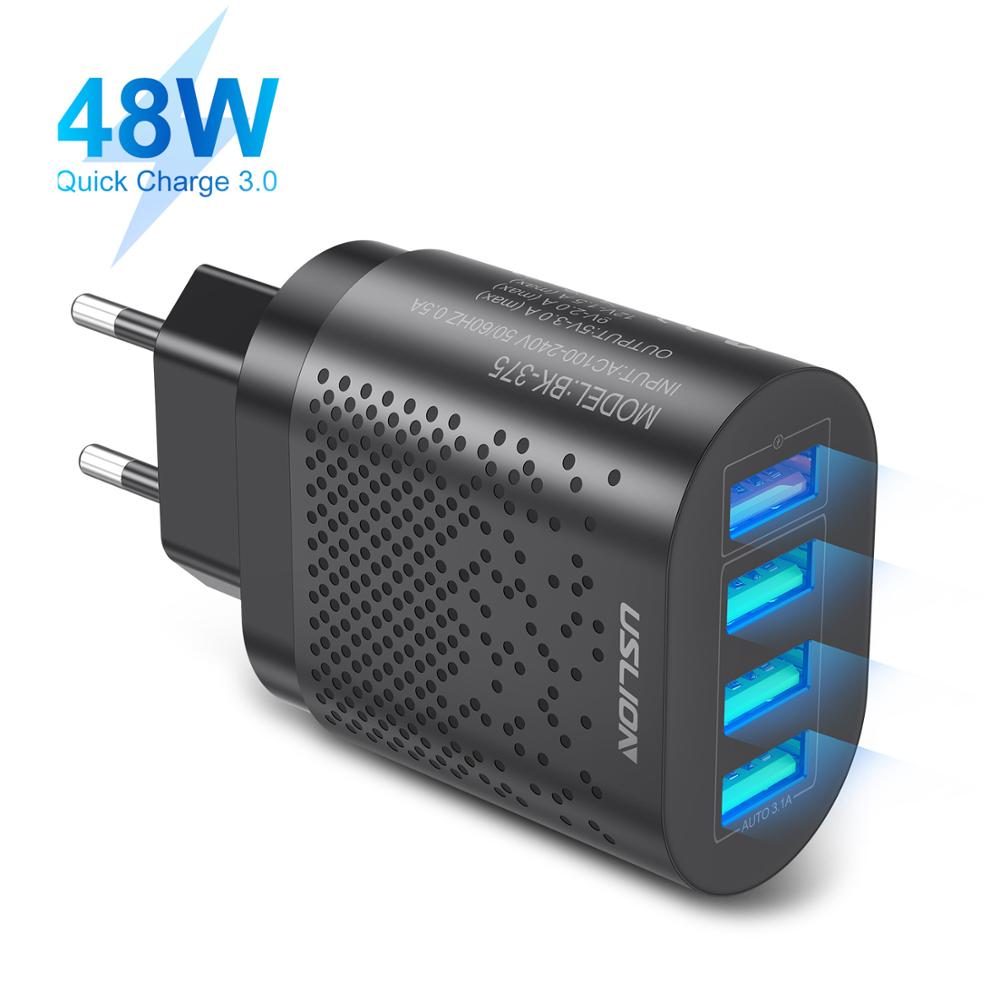 USLION 2020 48 Вт, 4 порта светодиодный 3A быстрый USB зарядное устройство для iPhone Micro Тип C QC3.0 для быстрого настенного зарядного устройства для Samsung МО