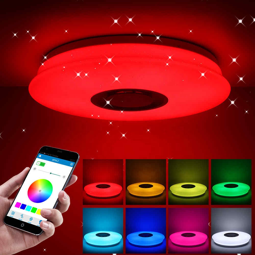 36 Вт 60 Вт умный музыкальный светодиодные потолочные светильники RGB с регулируемой яркостью, удаленное управление с помощью приложения современный настенный светильник для спальни потолочные светильники лампы