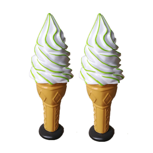 ice cream decoration shop Furniture Fiberglass Ice cream cone table chair and trash bin