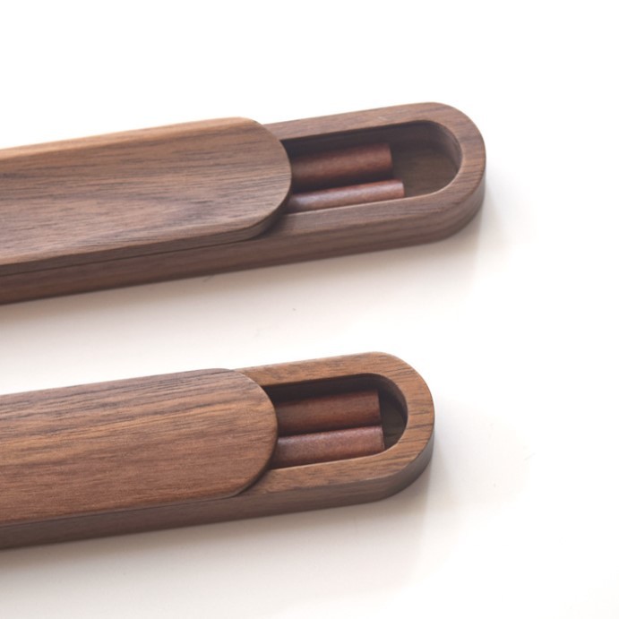 wholesale custom travel High-end black walnut wooden chopsticks set box for gift