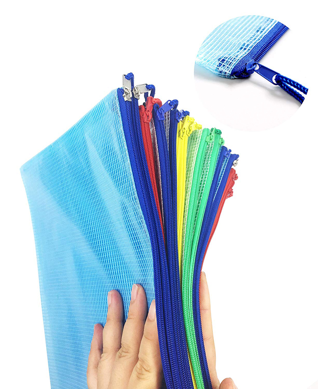 Good Quality A4 A5 A6 Mesh Zipper Document Carrying Zip File Folder Bag For Office