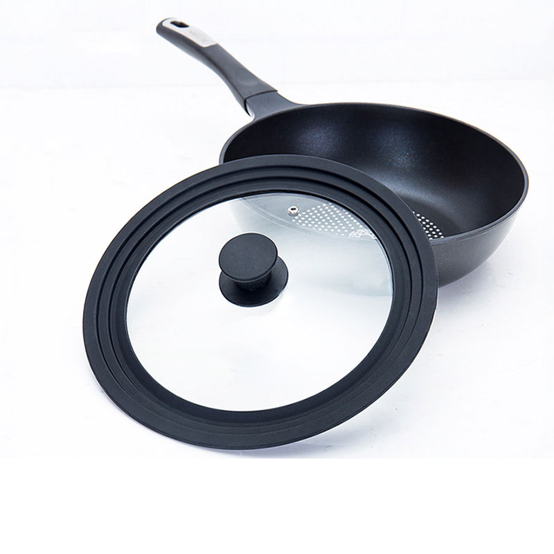 Three stairs design silicone handle with cover glass lid cooking pot with glass lid cover