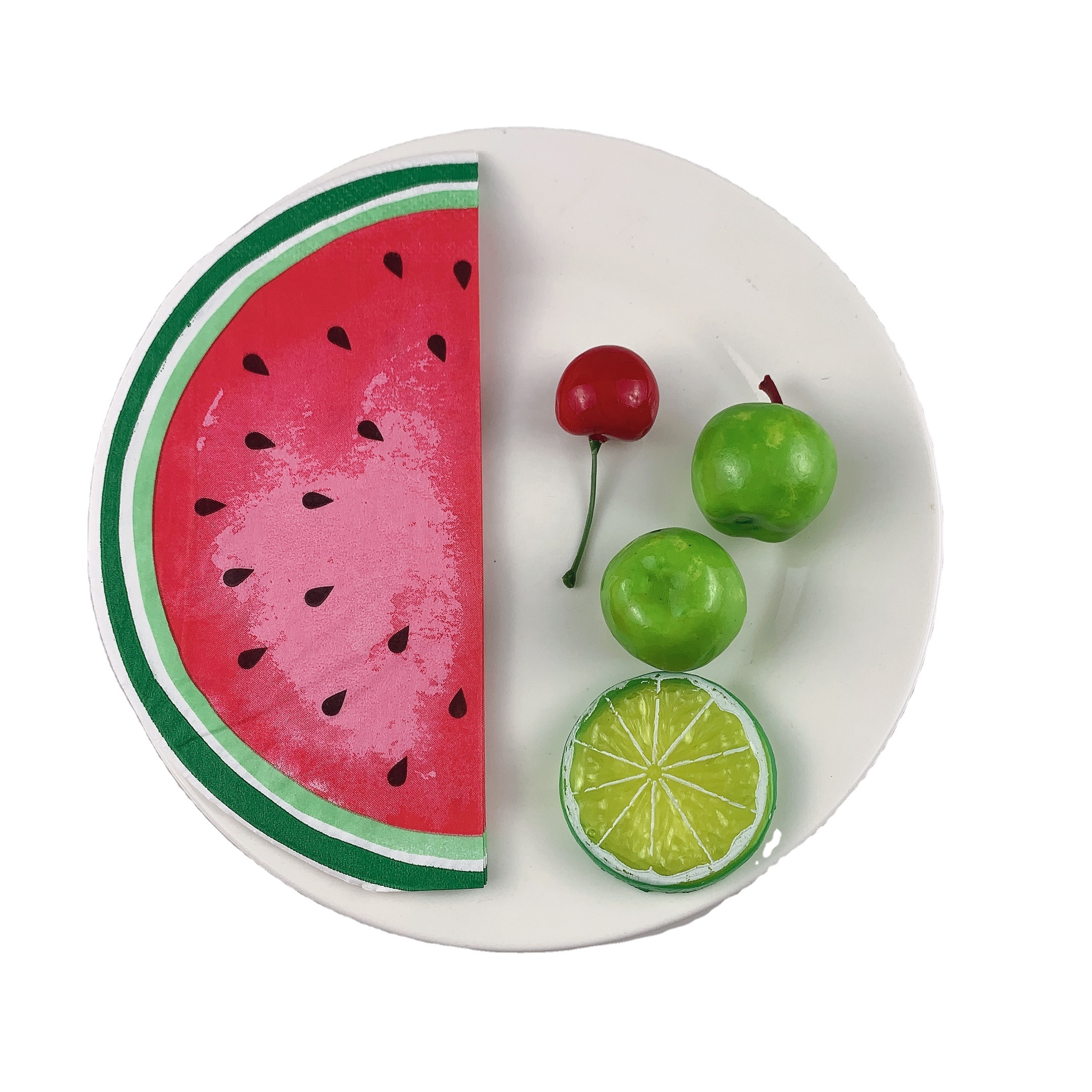 2021 Customized Color Logo Style Printed Watermelon Shaped Paper Napkins