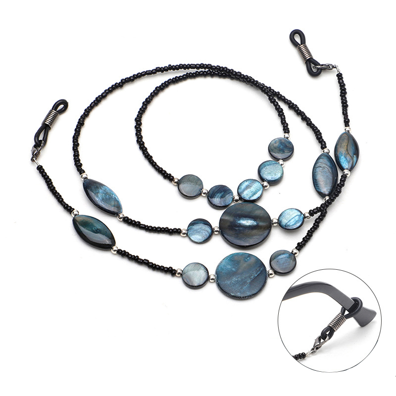 2021 Retro Women Shell Chain for Sunglasses Custom Black Lady She'll Chain for Sun glasses Rope Necklace Cadena de gafas