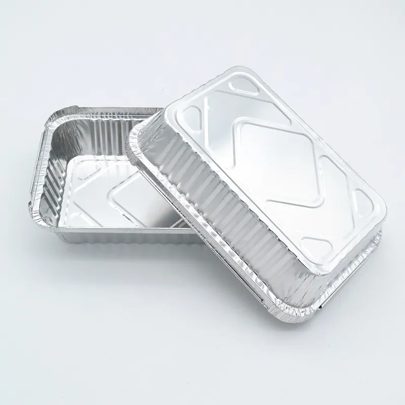 Multifunctional 700ml rectangle disposable full size steam table pans takeaway food pack aluminum foil food serving trays