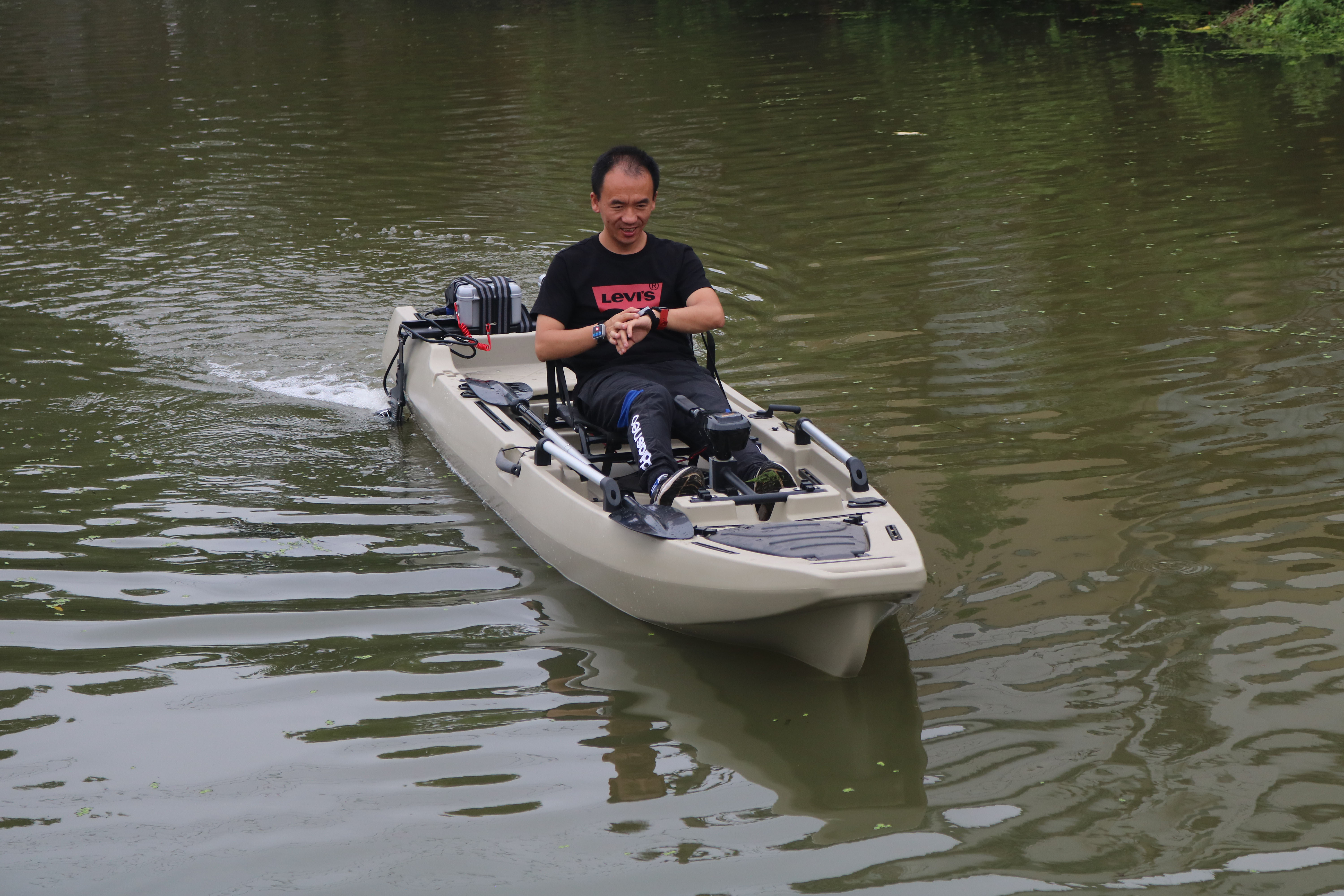 Singlnewerson Fishing Kayak Propeller Pedal Drive Kayak 2023 Necrystaln Motor 13.8 FT Ningbo ORCA 3 Years Support HOT Wind Agree