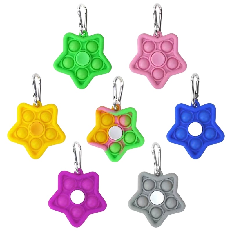 Hot Selling Multicolor Stress Relief Push Bubble Pop Fidget Star Spinner Toy