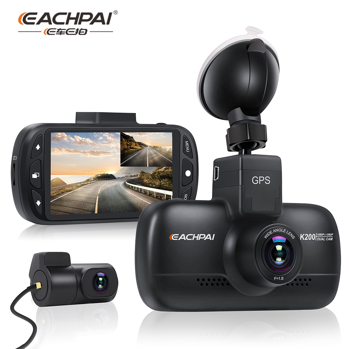 EACHPAI K200 двойной 1080P видеорегистратор с WiFi GPS Starvis камера ночного видения