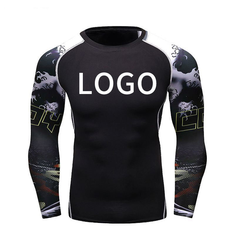 Одежда с цифровым принтом под заказ ODM/OEM Mma Bjj Rashguard, мужская спортивная футболка с длинным рукавом, компрессионные шорты, спортивная одежда