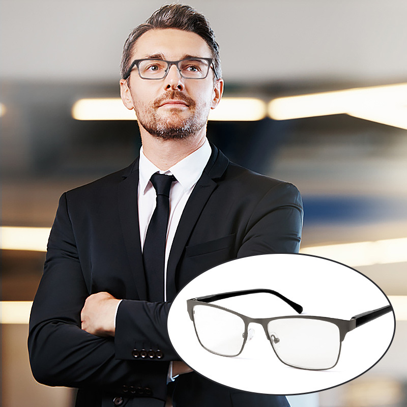 Custom Design Cheap High Quality AC Metal Half Frames Bifocal Photochromic Lunettes De Lecture Reading Glasses With Box