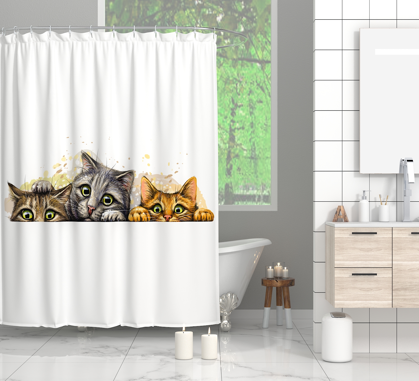Wholesale Funny Shower Curtains Panel Screen Designer Shower Curtains Large Printed 3D Shower Curtains Hot Bath Decoration