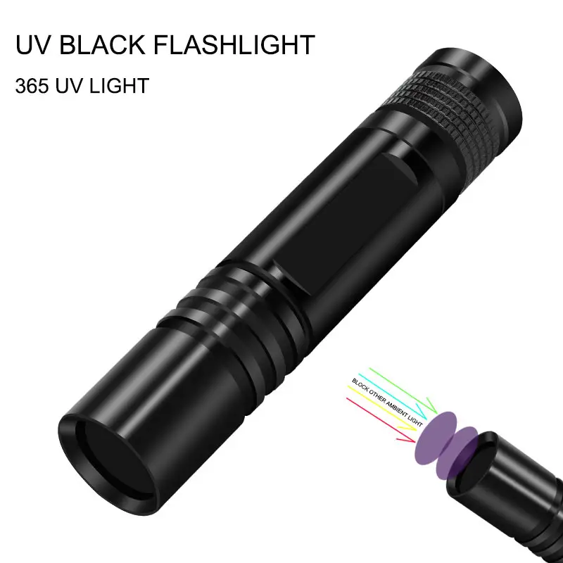 Ultraviolet Flashlight Led UV 365nm Torch Flashlight With Black Light Filter Medical Detection Reagent Black Light UV Flashlight