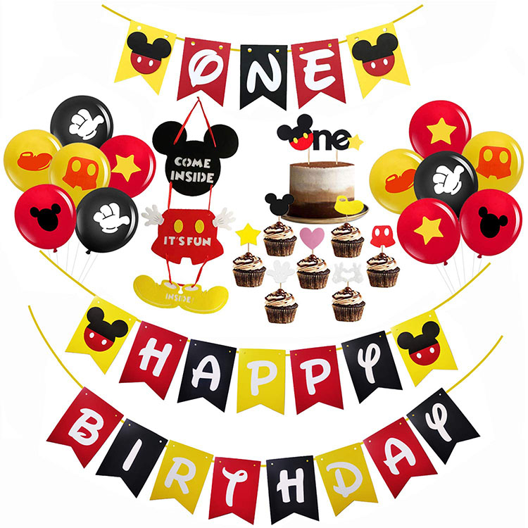 Baby Shower Party Cartoon Mickey Mouse Theme Cake Topper Decoration Happy Birthday Party Decorations Supplies