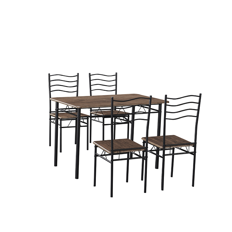 Wooden board table top dining table cheap price metal dining chair kitchen dining table set DS--212