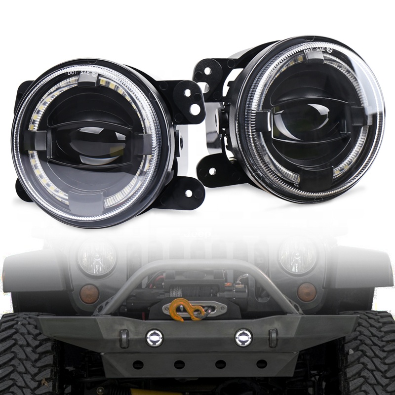 OVOVS новый 4-дюймовый светодиодный противотуманный фонарь с белым DRL 4 "круглый противотуманный фонарь для Jeep Wrangler JK Offroad