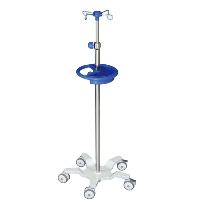 EU-IV522 Height adjustable stainless steel 5 wheels clinic hospital iv pole patient infusion drip stand with ABS bin