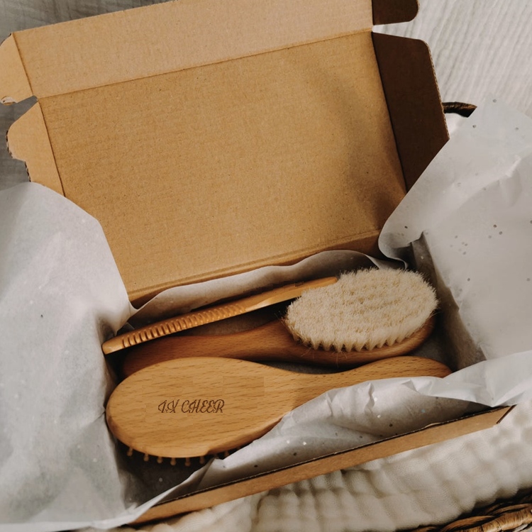 Natural Soft Goat Bristles Hairbrush Wood Bristles Baby Brush