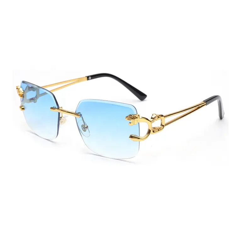 Rimless Tiger Design Sun Shades Woman Man Sun Glasses Eye Glasses Free Shipping Polarized UV 400 Square Metal Multi Color PC