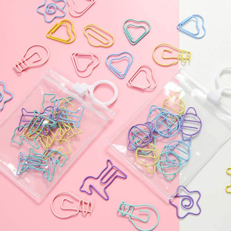 Kawaii Metal Heart Flower Clips Horse Notes Folder Message Photo Paper Clip