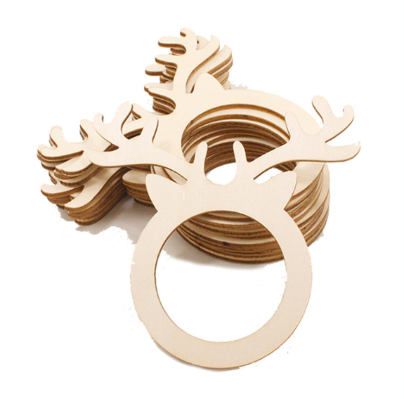 10 Pcs Unfinished Blank Napkin Holders Reindeer Wooden Napkin Rings Festal Supplies