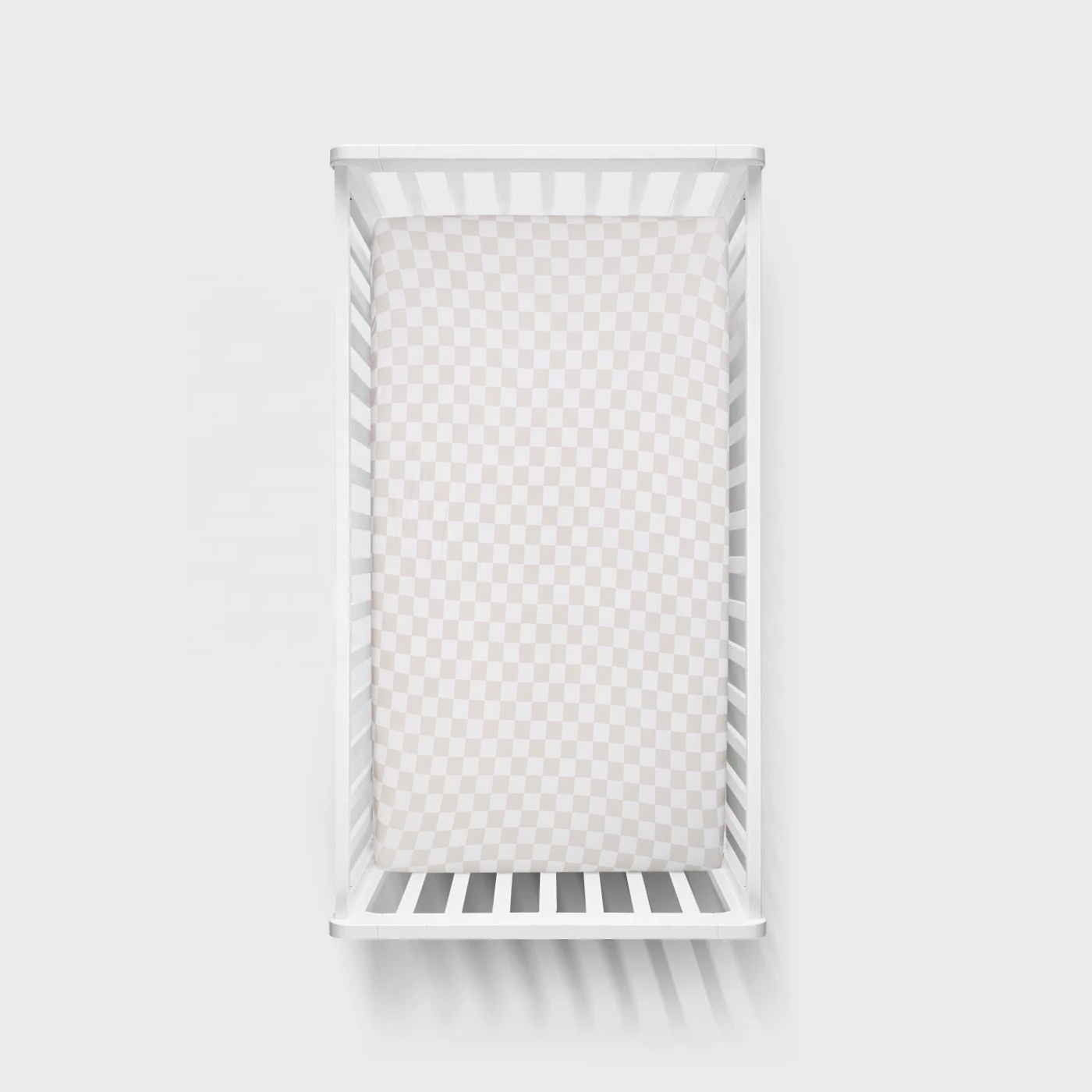 Comfortable Skin-Friendly Bamboo Fiber Baby Bedding Sheets Checkerboards Pattern Baby Crib Sheet with Custom Logo Color