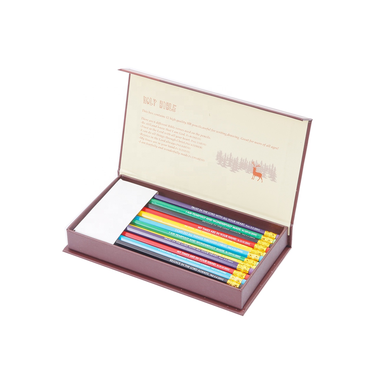 Ningbo Newland Pencil with Eraser Newest Promotional Bible Pencil Set with Case Church Gift
